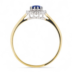 Line Blue Sapphire Ring – 18K Gold and Natural Diamonds