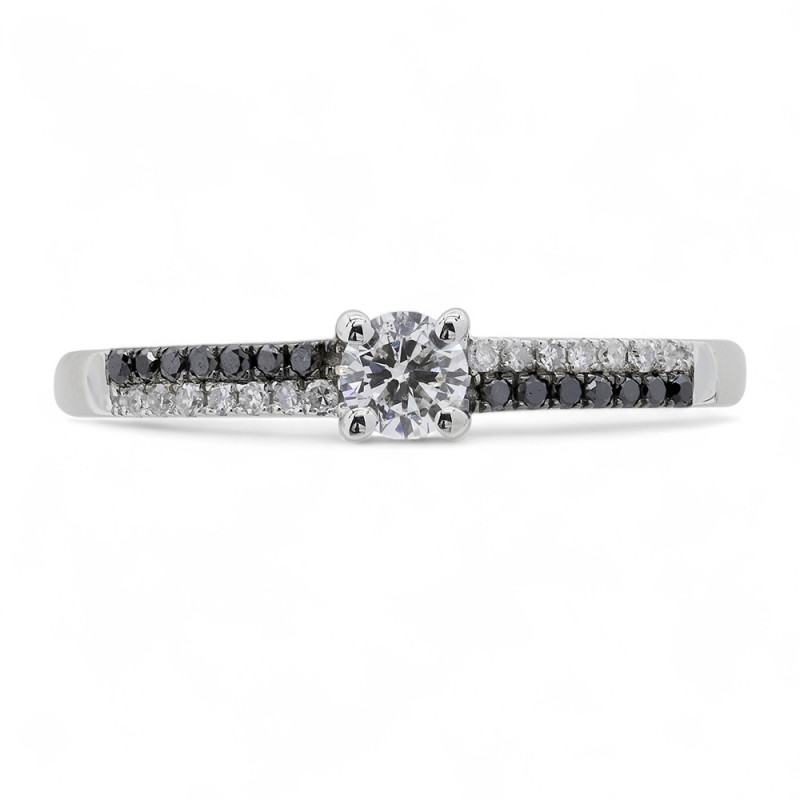 Bague Diamants Naturels Noirs Iris en Or 18K