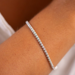 Bracelet Rivi&egrave;re Diamants Naturels Or Blanc 18K Reine 1 Carat