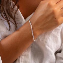 Bracelet Rivi&egrave;re Diamants Naturels Or Blanc 18K Reine 1 Carat