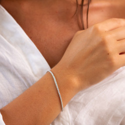 Bracelet Rivière Diamants Naturels Or Blanc 18K Reine Édition Fine