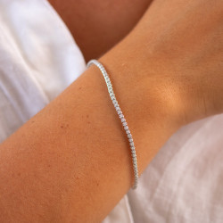 Bracelet Rivière Diamants Naturels Or Blanc 18K Reine Édition Fine