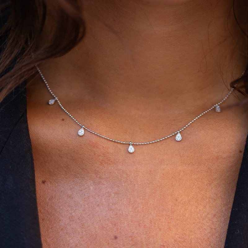 Collier Pendentif En Cornaline Naturelle Et Argent 925 - Forme Poire, Chaîne 46 Cm, Style Bohème