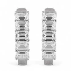 Nathalie Baguette Diamond Hoop Earrings in 18K Gold | Celinni