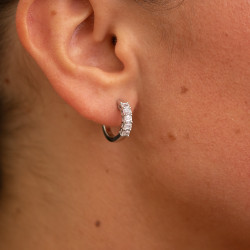 Nathalie Baguette Diamond Hoop Earrings in 18K Gold | Celinni