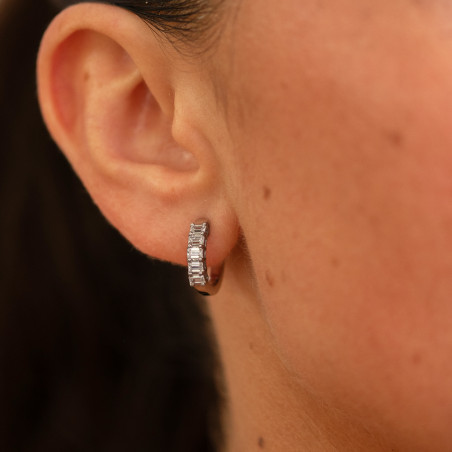 Nathalie Baguette Diamond Hoop Earrings