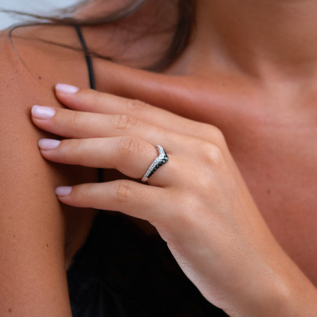 Bague Diamants Naturels Noirs Isabelle en Or 18K