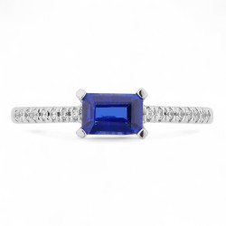 Jeanne Blue Sapphire Ring – 18K Gold and Natural Diamonds