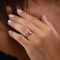 Anillo Zafiro Rosa Mariana – Oro de 18K y Diamantes Naturales