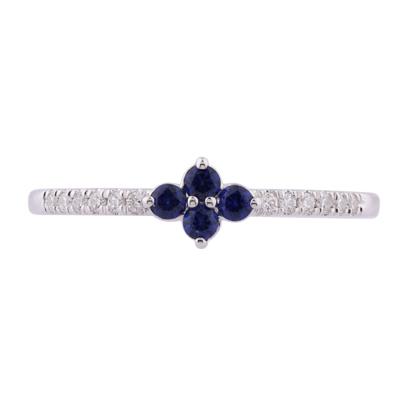 Lina Blue Sapphire and Natural Diamond Ring in 18K Gold