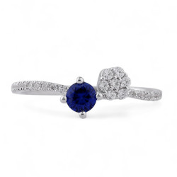 Kahina Blue Sapphire Toi & Moi Ring – 18K Gold and Natural Diamonds