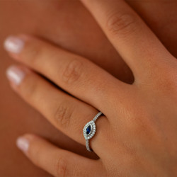 Anillo Zafiro Azul Lilou Marquise – Oro de 18K y Diamantes