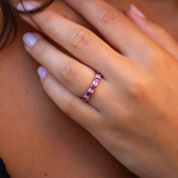 Anillo Zafiro Rosa Léa – Oro de 18K y Diamantes Naturales