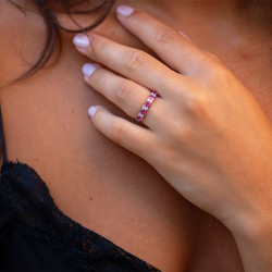 Anillo Zafiro Rosa Léa – Oro de 18K y Diamantes Naturales