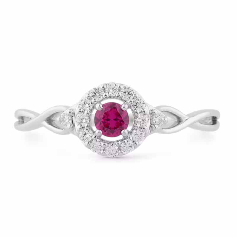 Lena 18K Gold Ring with Pink Sapphire and Natural Diamonds