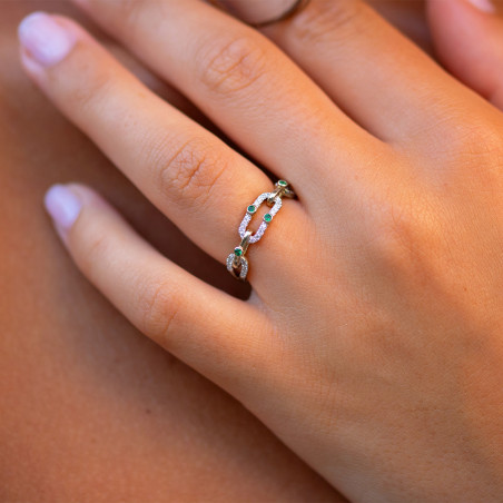 Anillo Esmeralda y Diamantes Naturales Wendy en Oro de 18K