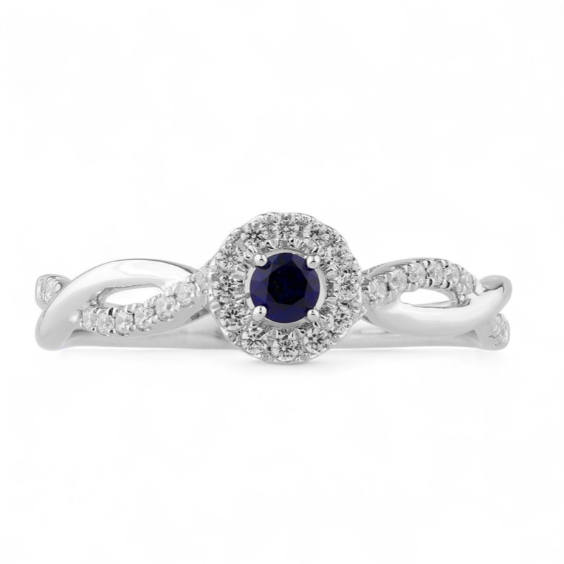 Leila Blue Sapphire and Natural Diamond Ring in 18K Gold