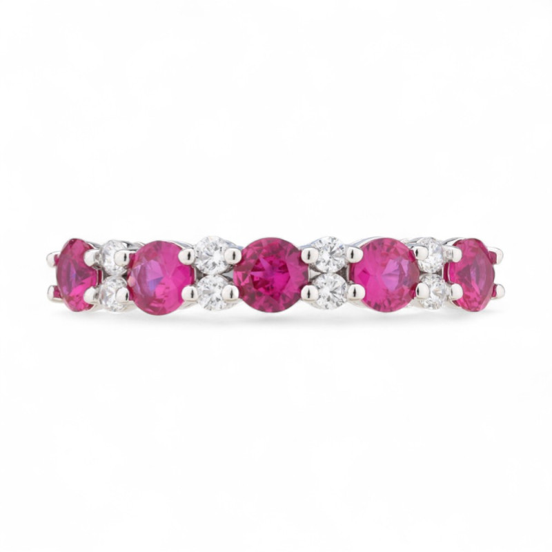 Anillo Zafiro Rosa y Diamantes Naturales Léa en Oro de 18K