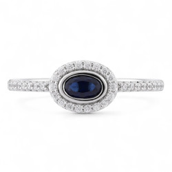 Anillo Zafiro Azul Lilou Oval – Oro 18K y Diamantes Naturales