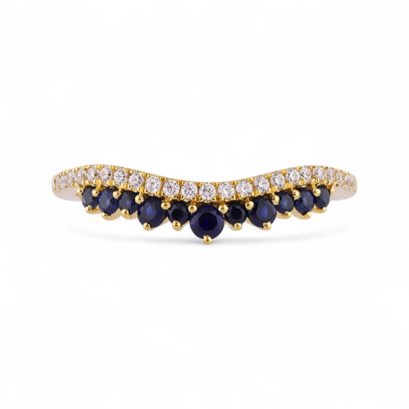 Bague Saphir Bleu et Diamants Naturels Laura en Or 18K