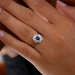 Anillo Zafiro Azul Kenza – Oro de 18K y Diamantes Naturales