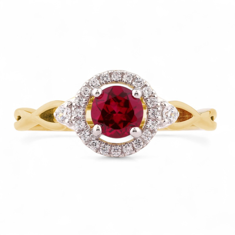 Laetitia Ruby and Natural Diamond Ring in 18K Gold