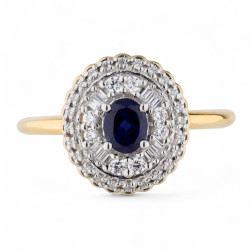 Anillo Zafiro Azul Kenza – Oro de 18K y Diamantes Naturales