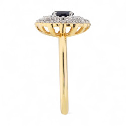 Kenza Blue Sapphire Ring – 18K Gold and Natural Diamonds