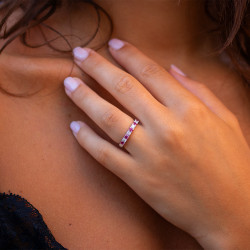 Marine Pink Sapphire Ring – 18K Gold and Natural Diamonds