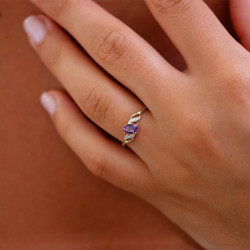 Anillo Amatista Marilou – Oro de 18K y Diamantes Naturales