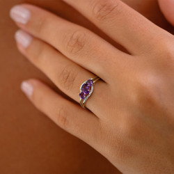Anillo Amatista Marie – Oro de 18K y Diamantes Naturales
