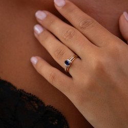 Margaux Blue Sapphire Ring – 18K Gold and Natural Diamonds