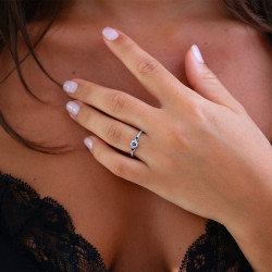 Malika Blue Sapphire & Natural Diamond Ring – 18K Gold