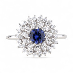 Anillo Zafiro Azul Maud – Oro de 18K y Diamantes Naturales