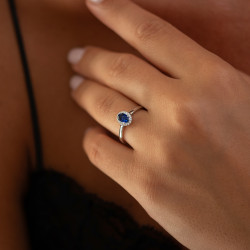 Anillo Zafiro Azul Maëva – Oro de 18K y Diamantes Naturales