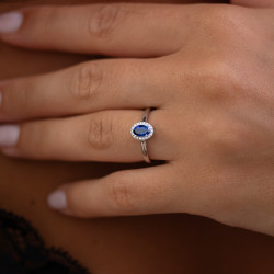 Anillo Zafiro Azul Maëva – Oro de 18K y Diamantes Naturales