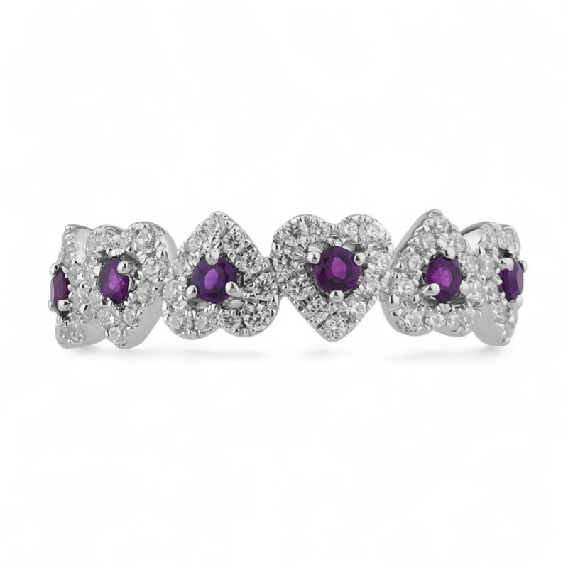 Bague Améthyste et Diamants Naturels Marjorie en Or 18K