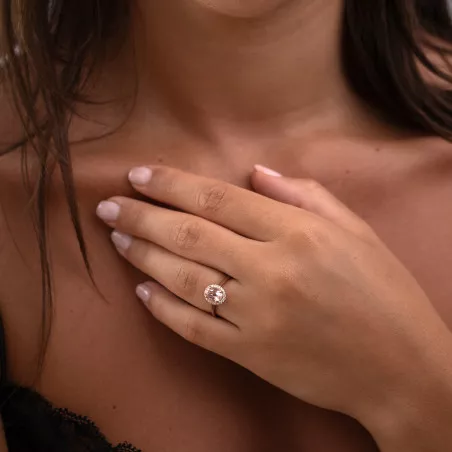 Valeria Pink Sapphire and Natural Diamond Ring in 18K Gold