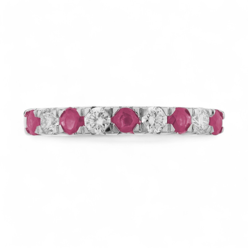 Bague Saphir rose et Diamants Naturels Marine en Or 18K