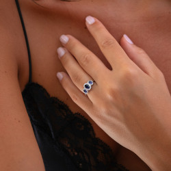 Anillo Zafiro Azul Lila – Oro de 18K y Diamantes Naturales