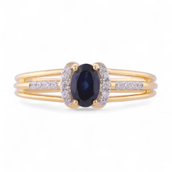 Anillo Zafiro Azul Ovalado Margaux – Oro de 18K y Diamantes