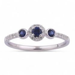 Anillo Malika de Zafiro Azul y Diamantes Naturales en Oro de 18K