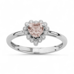 Magalie Heart Morganite Ring – 18K Gold & Natural Diamonds