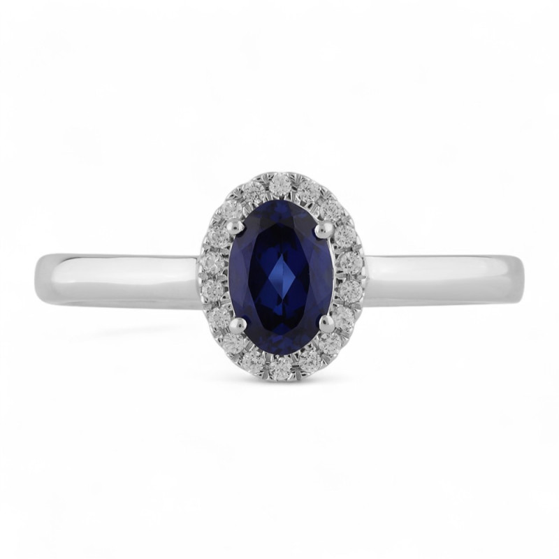 Maëva Blue Sapphire and Natural Diamond Ring in 18K Gold