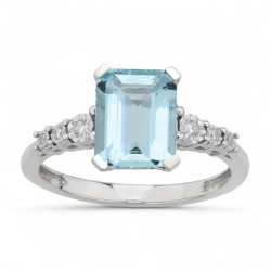 Anillo Aguamarina Madeleine – Oro de 18K y Diamantes Naturales