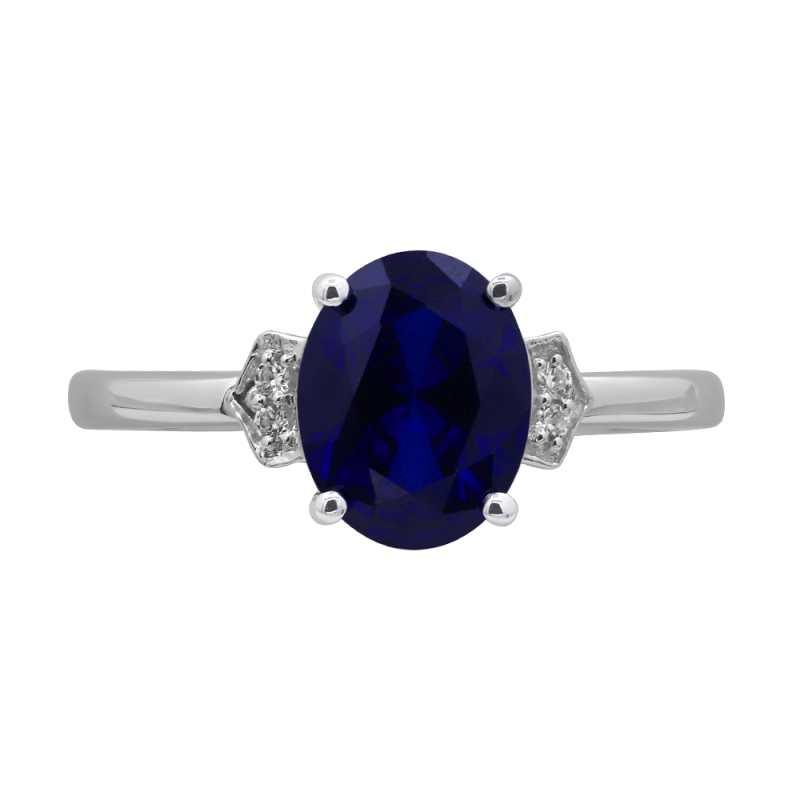 Luna Blue Sapphire and Natural Diamond Ring in 18K Gold