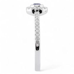 خاتم Lilou بشكل الإجاصة بالياقوت الأزرق  – ذهب 18k وألماس