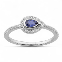 Lilou Pear Blue Sapphire Ring – 18K Gold and Diamonds