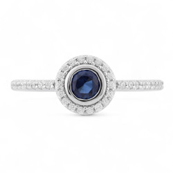 Anillo Zafiro Azul Lilou Redondo – Oro de 18K y Diamantes