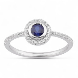 Anillo Zafiro Azul Lilou Redondo – Oro de 18K y Diamantes